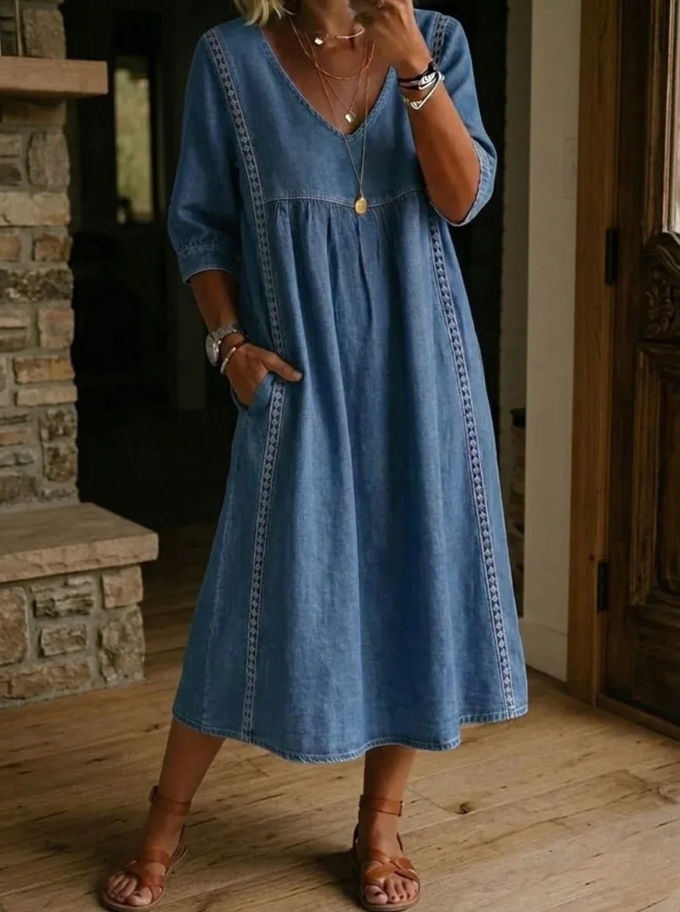 Melissa | Rochie cu guler rotund și mâneci lungi