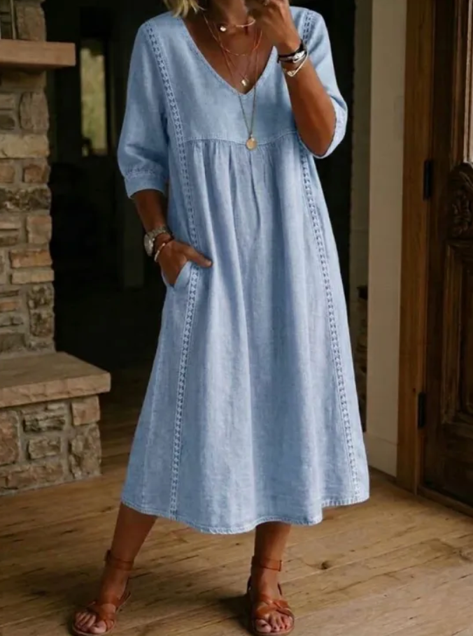 Melissa | Rochie cu guler rotund și mâneci lungi