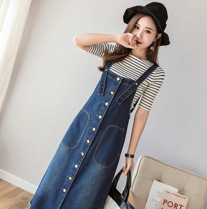 Harper | Salopetă din denim cu talie elastică