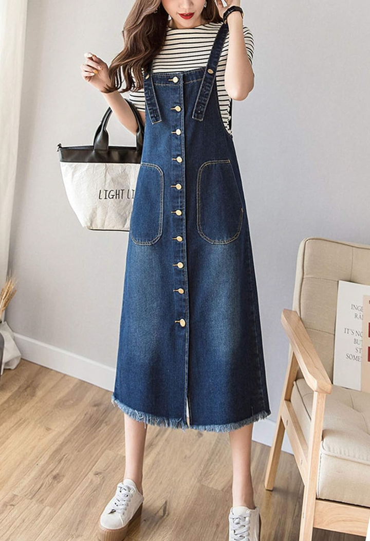 Harper | Salopetă din denim cu talie elastică