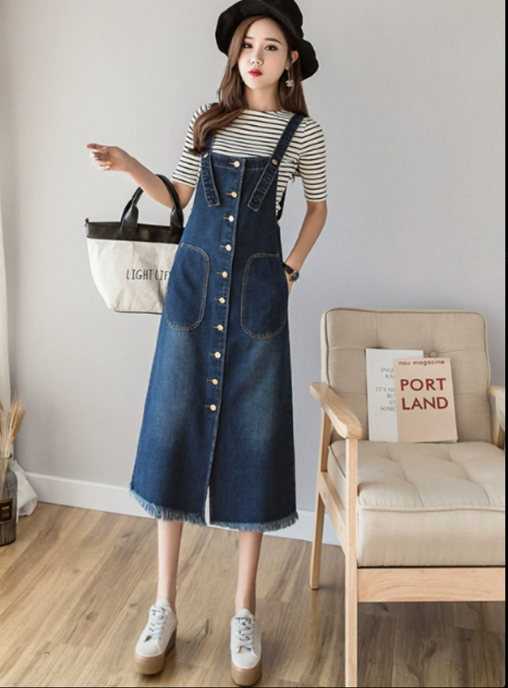 Harper | Salopetă din denim cu talie elastică