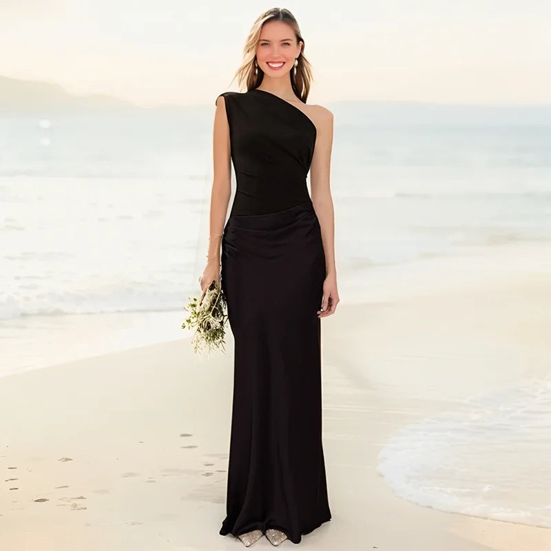 Luna™ | Rochie Maxi din Satin cu Fanta
