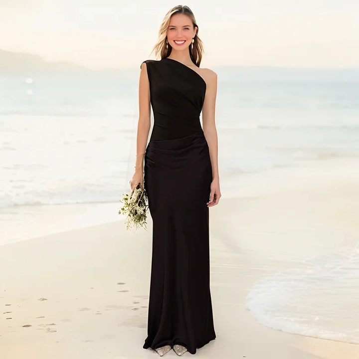 Luna™ | Rochie Maxi din Satin cu Fanta