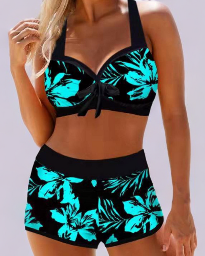 Sherrie - Costum de Baie cu Talie Înaltă și Imprimare Florală