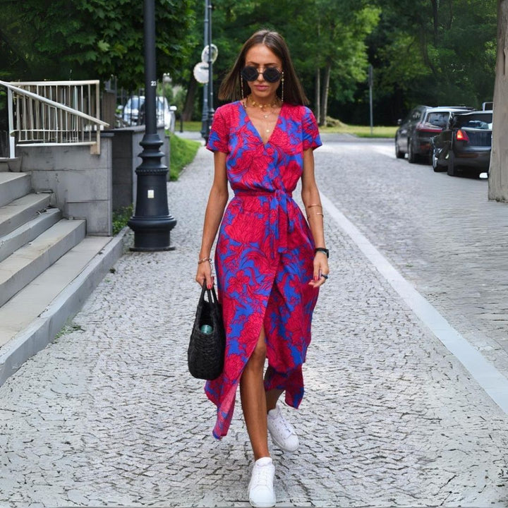 Talia™ | Rochie Florală Elegantă cu Decolteu în V