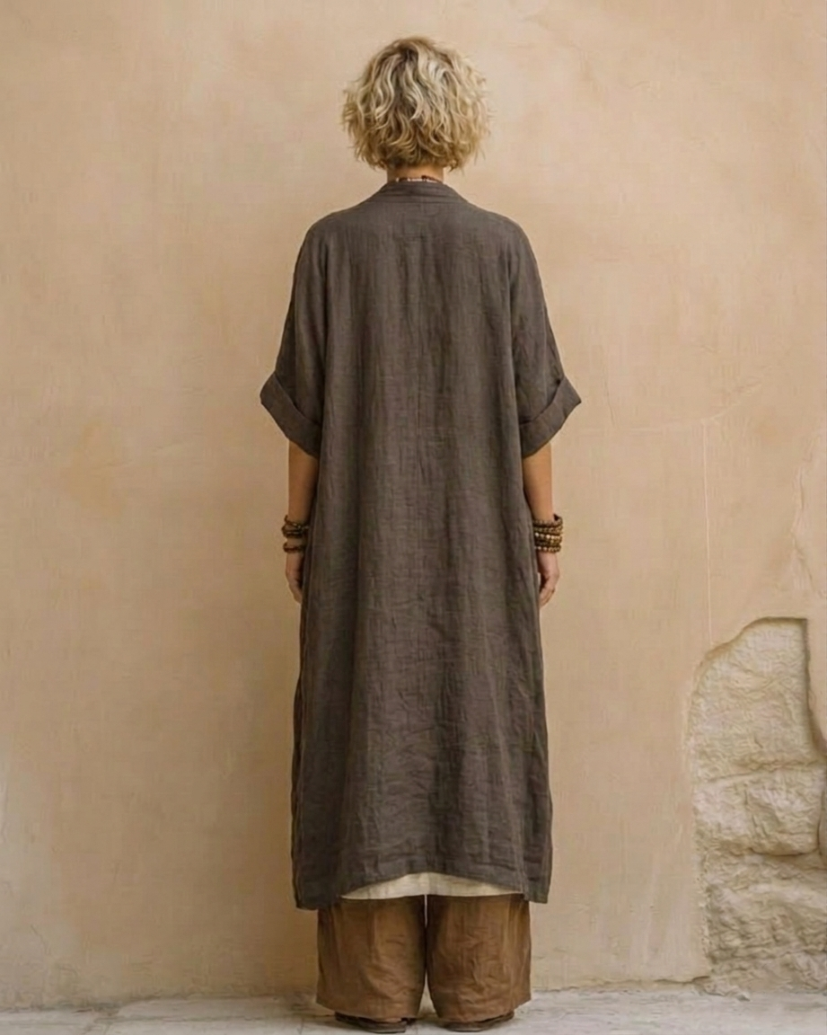 Giulia - Set Trei Piese Bohemien Nomad Gri Închis și Marron cu Motiv Tribal