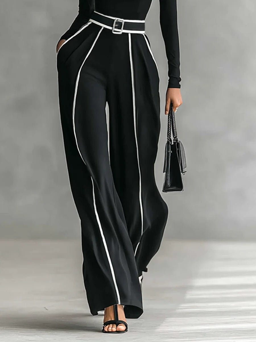 Solana - Set cu mânecă lungă și pantaloni largi cu curea