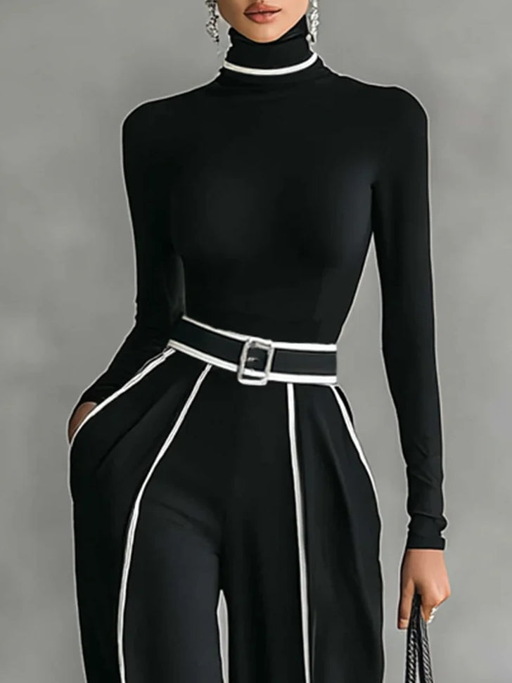 Solana - Set cu mânecă lungă și pantaloni largi cu curea