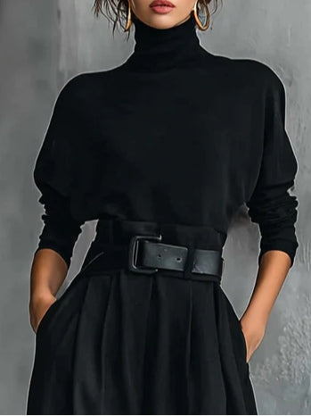 Lisa™ | Set Negru din 2 Piese cu Curea
