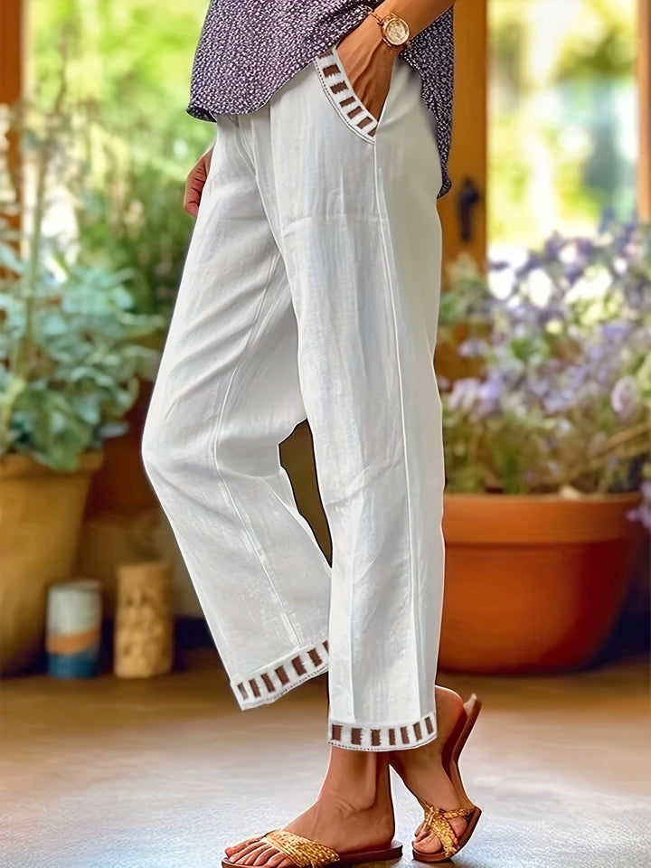 Wren – Pantaloni Cropped Relax cu Detalii în Contrast