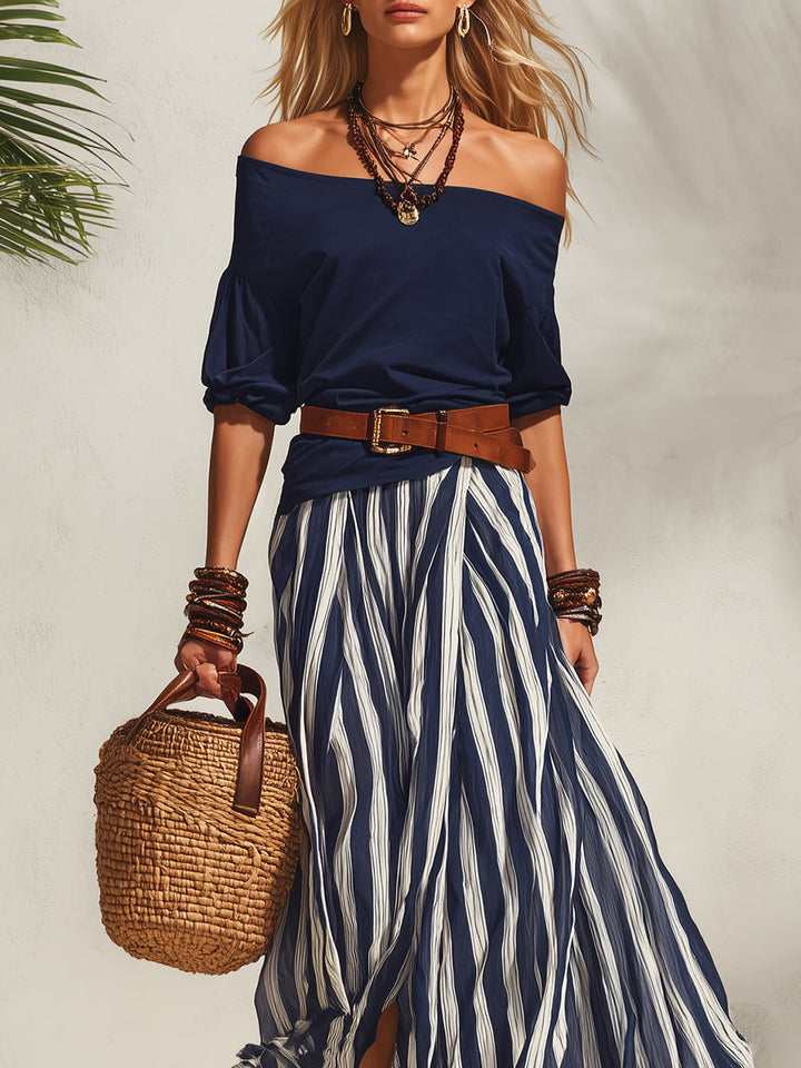 Compleu Top și Fustă Off-Shoulder