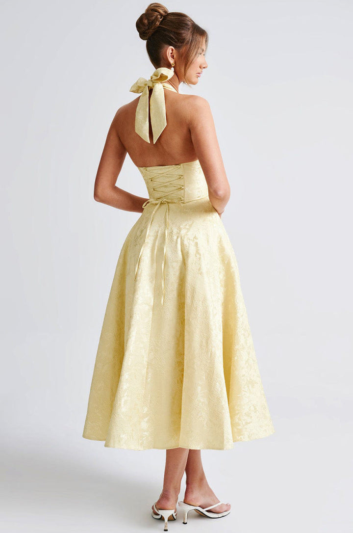 Maya™ | Rochie Midi Elegantă în Galben Limon