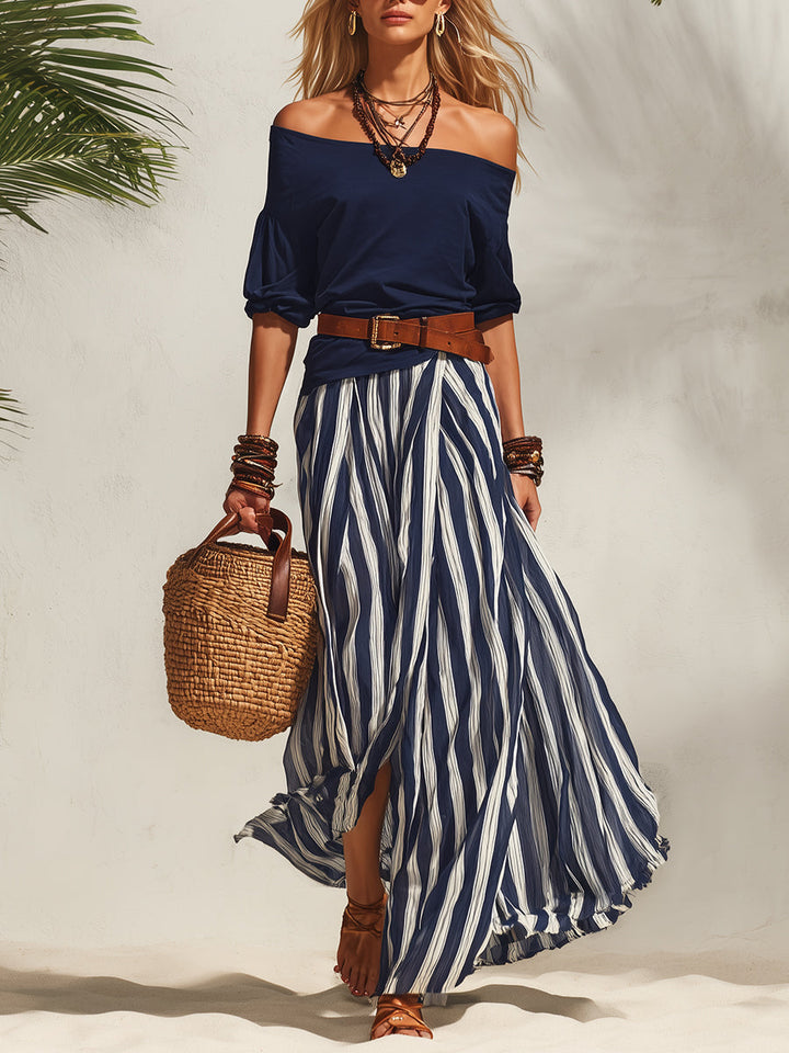 Compleu Top și Fustă Off-Shoulder