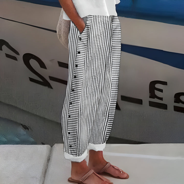 Dagny | Pantalon Elegant cu Dungi de Vară