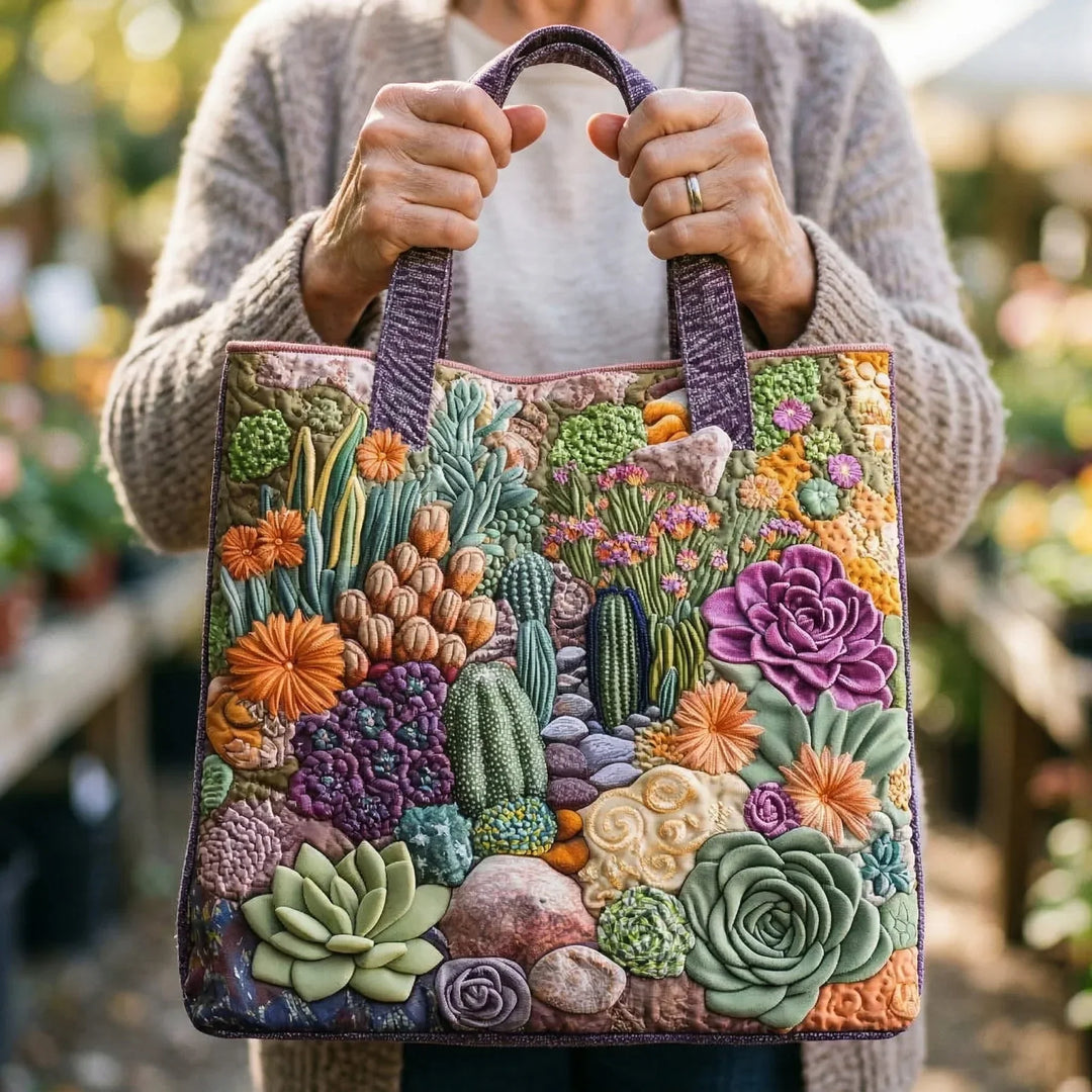 Geantă handmade - Grădină de suculente