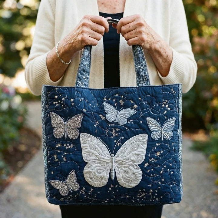 Sac Artizanal - Fluture Argintiu