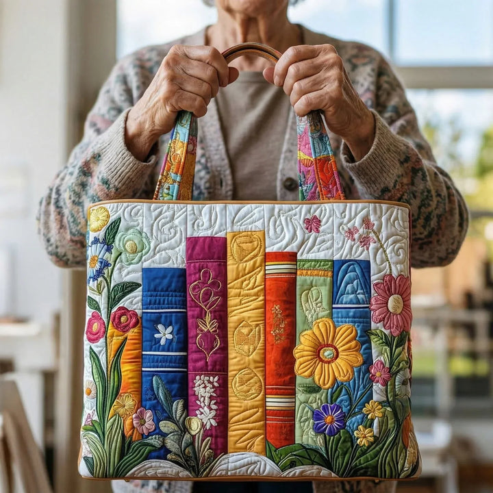 Geantă handmade - Bibliotecă florală