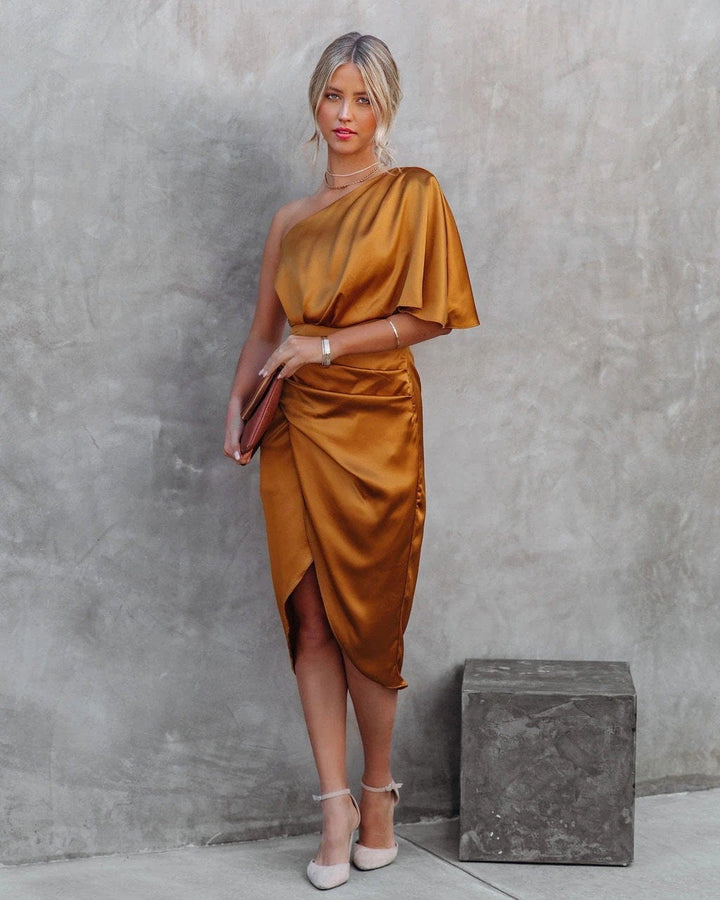 Tamari™ | Rochie Midi Elegantă din Satin