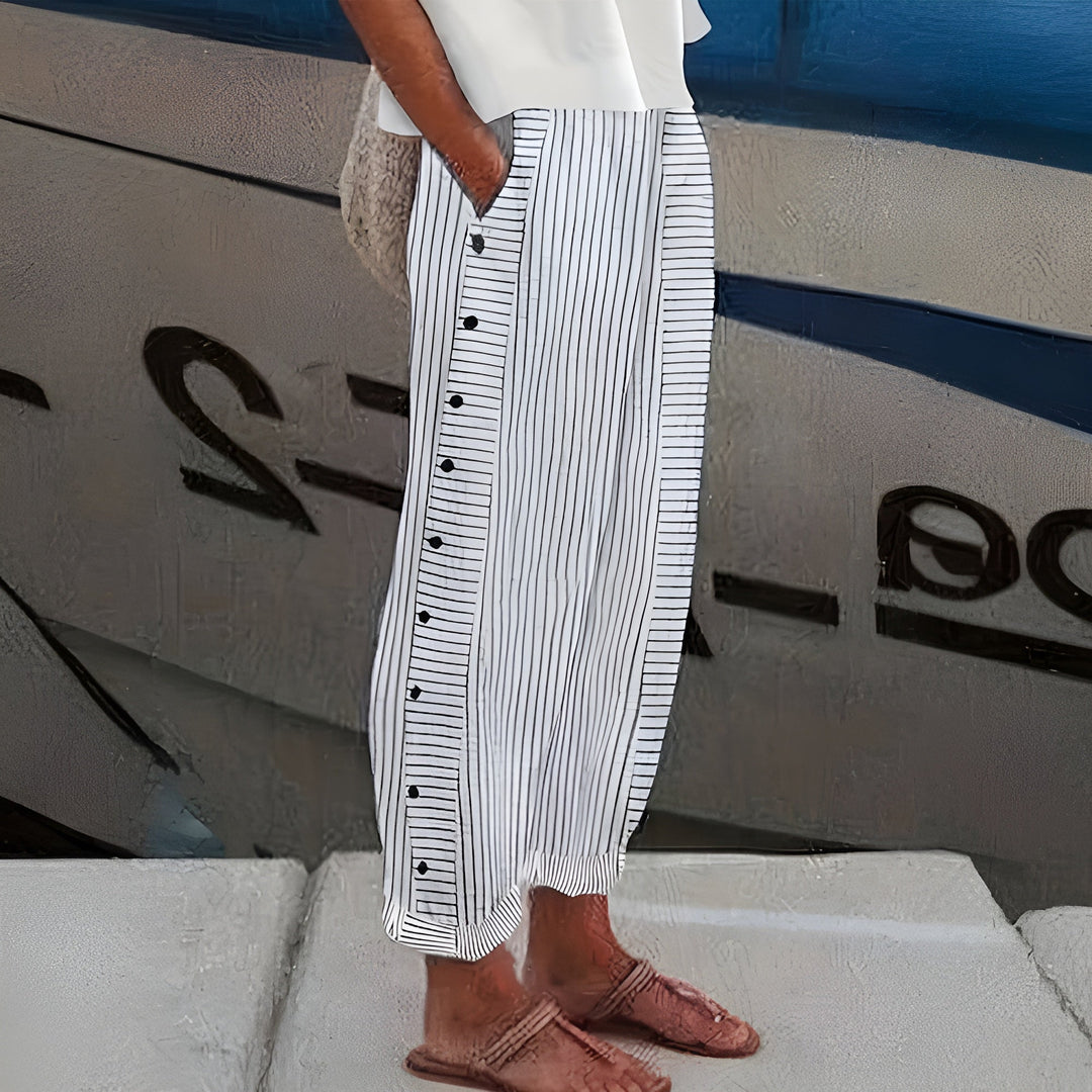 Dagny | Pantalon Elegant cu Dungi de Vară
