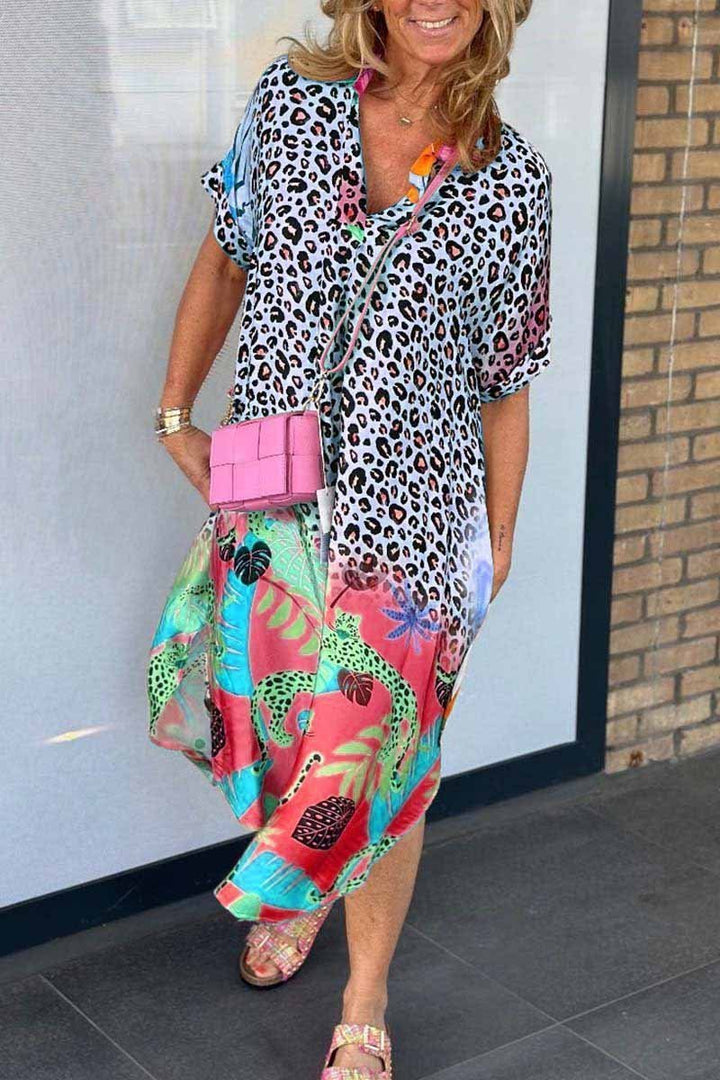 Eri™ | Rochie Relaxată cu Model Leopard