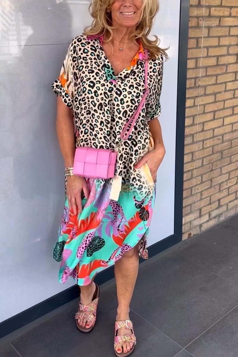 Eri™ | Rochie Relaxată cu Model Leopard