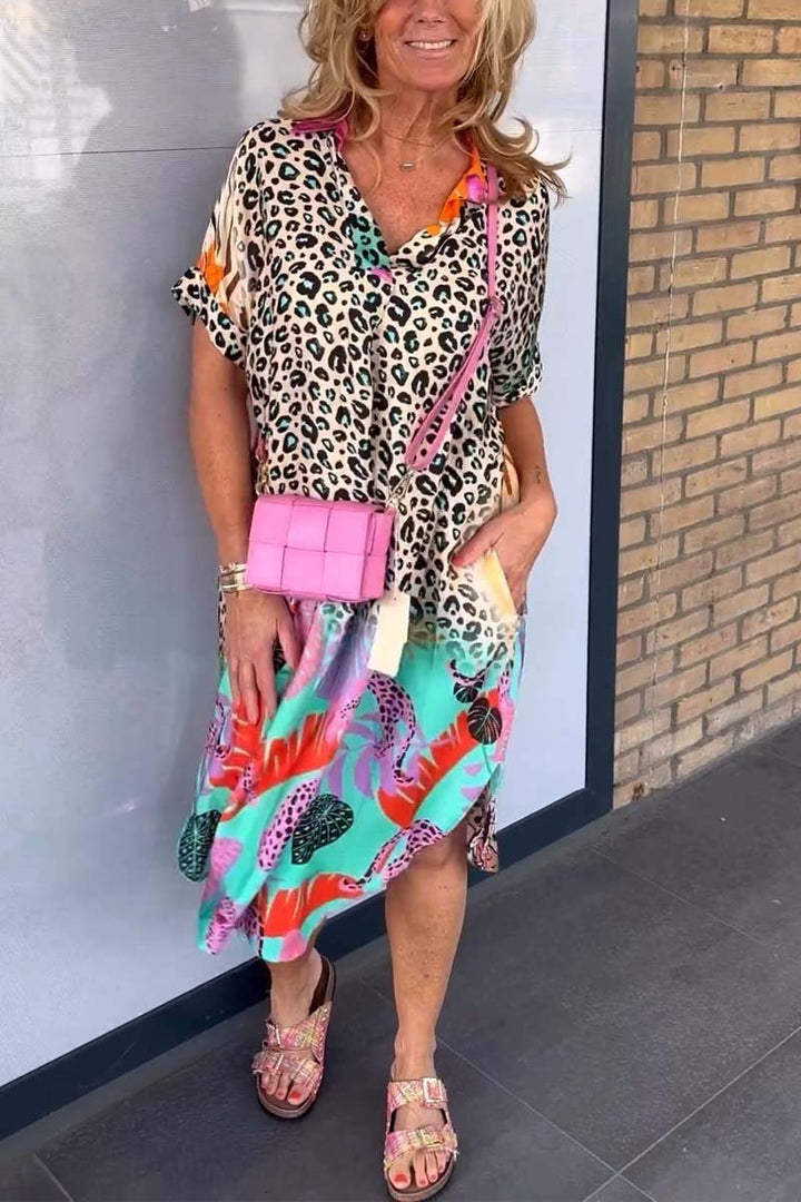 Eri™ | Rochie Relaxată cu Model Leopard