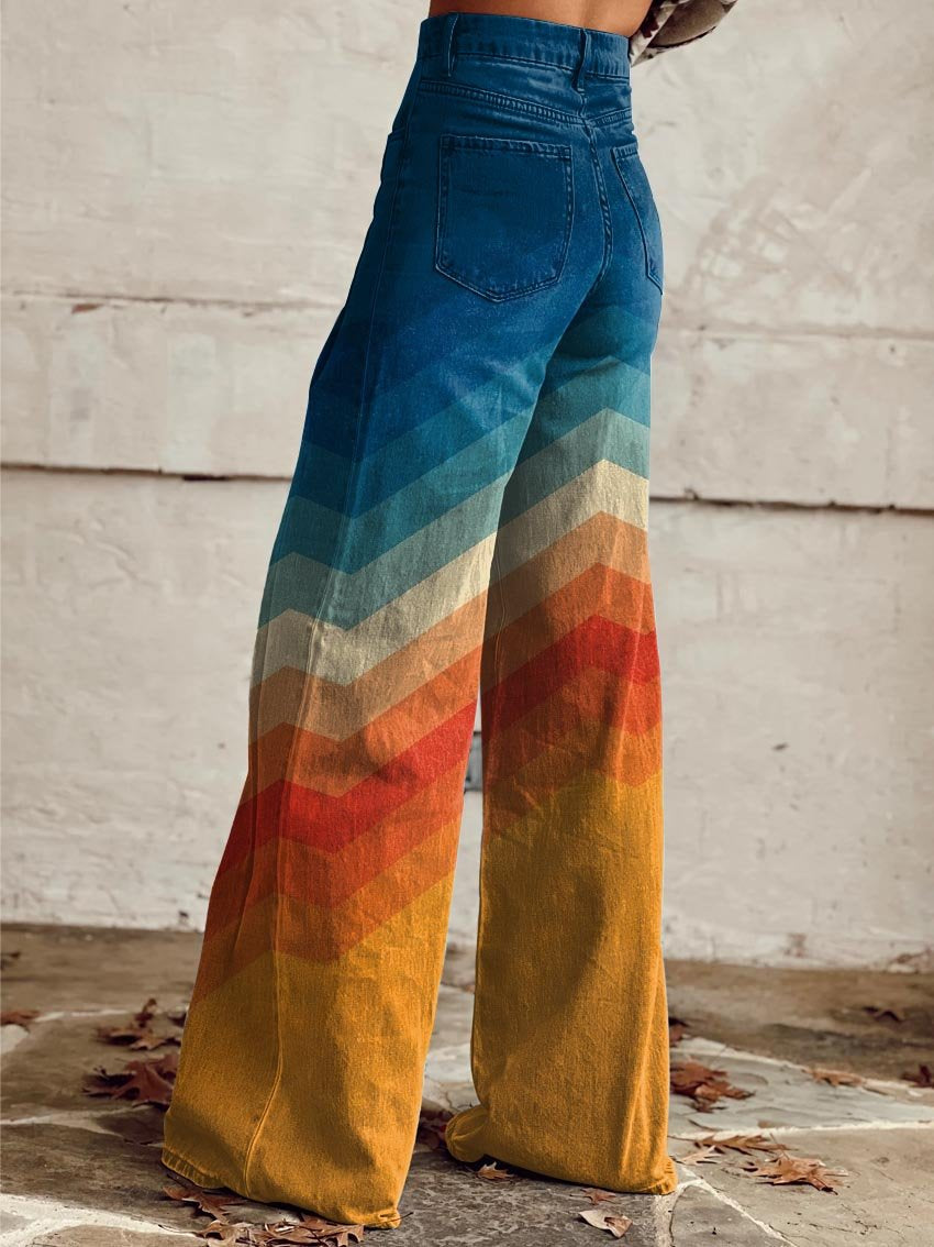 Léa - Pantaloni Retro Zigzag Eleganți