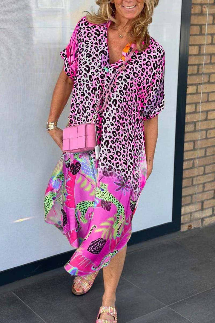 Eri™ | Rochie Relaxată cu Model Leopard