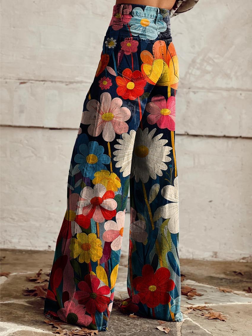 Léna - Pantaloni Largi Florali