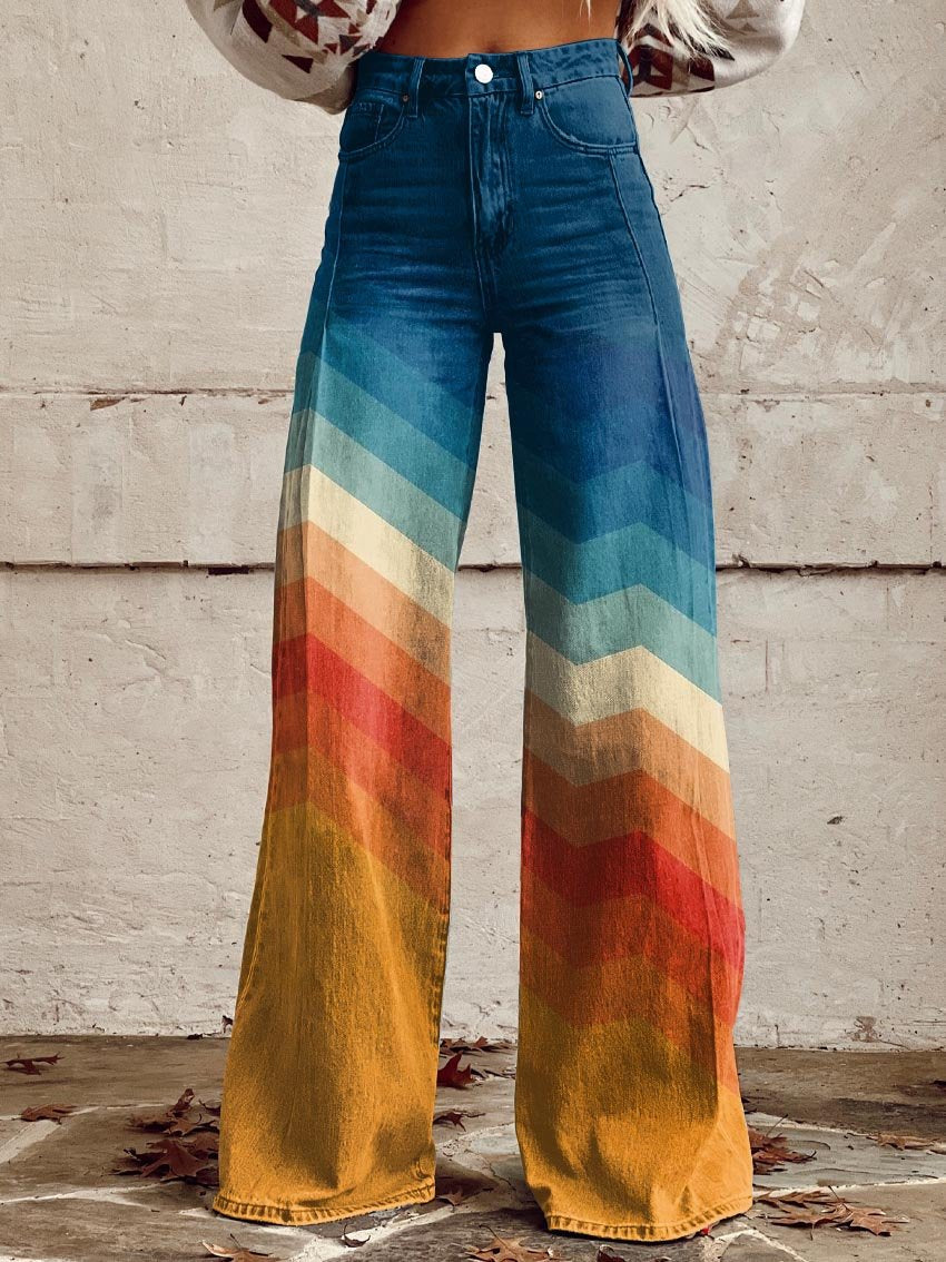 Léa - Pantaloni Retro Zigzag Eleganți