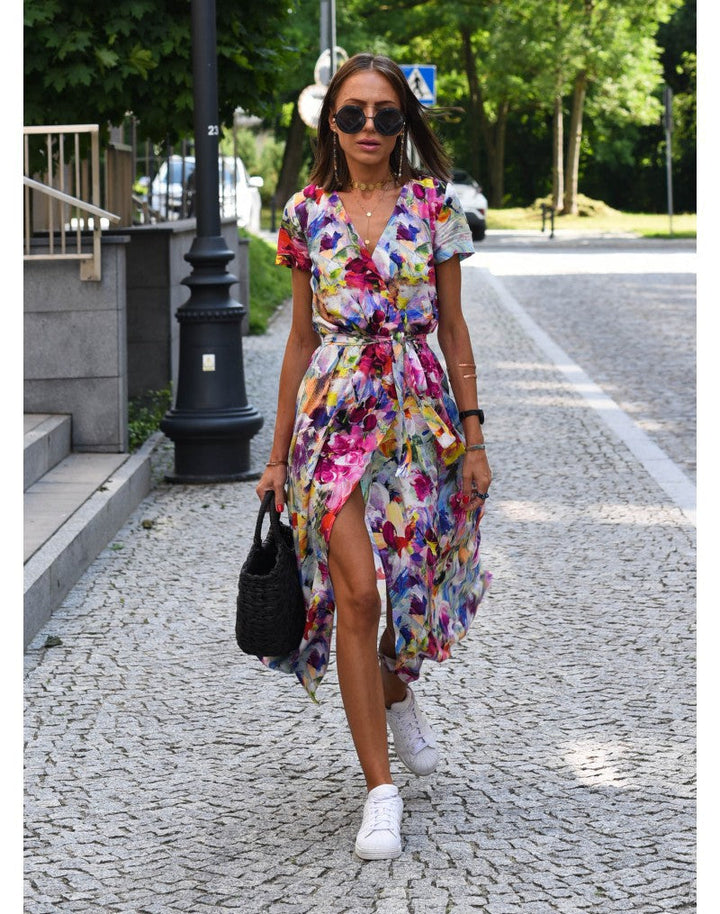 Talia™ | Rochie Florală Elegantă cu Decolteu în V