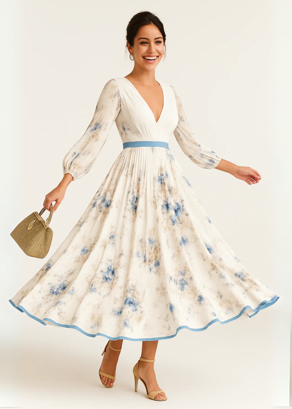 Paz™ | Rochie Maxi Plisată Florală Timeless