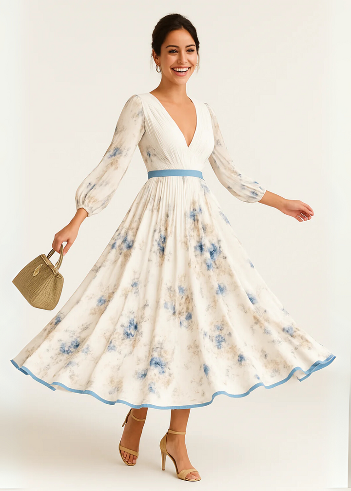 Paz™ | Rochie Maxi Plisată Florală Timeless