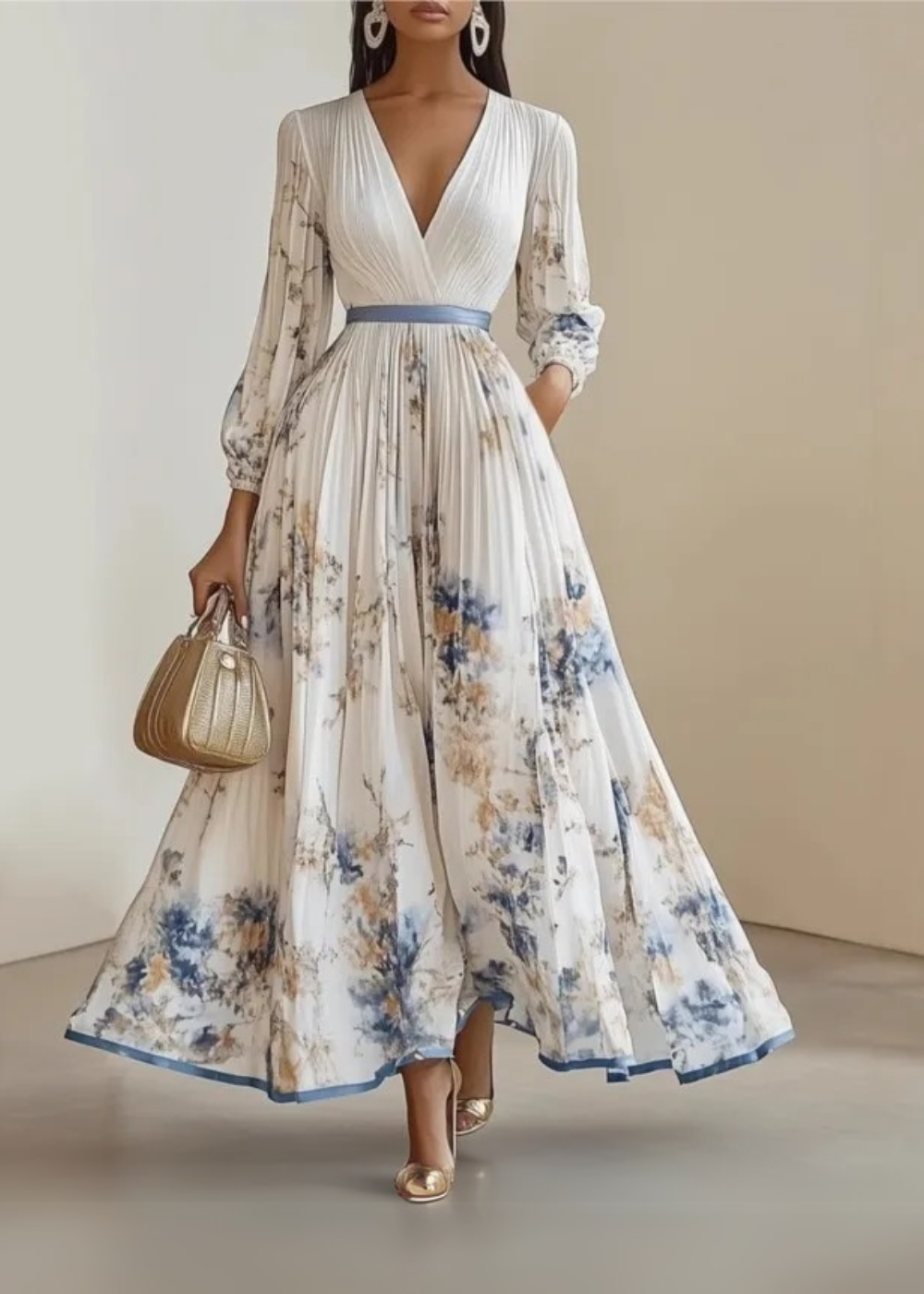 Paz™ | Rochie Maxi Plisată Florală Timeless