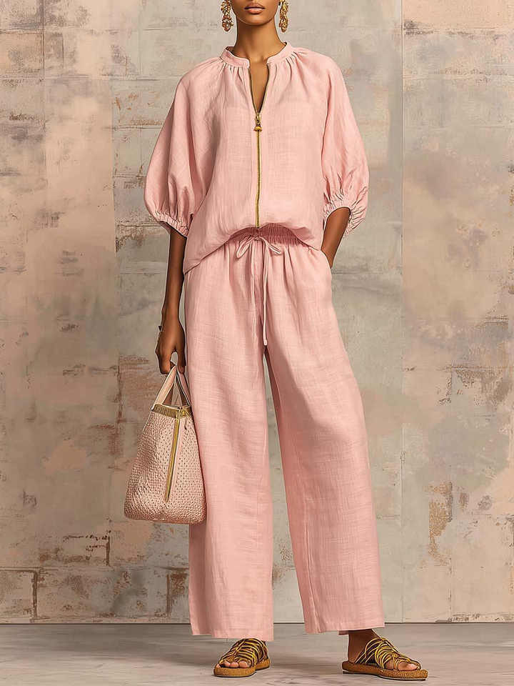 Enrichetta™ – Compleu Casual Chic cu Bluză și Pantaloni