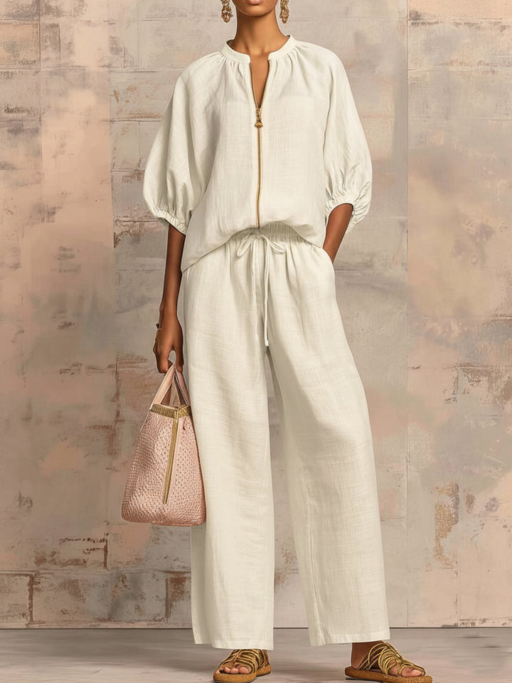 Enrichetta™ – Compleu Casual Chic cu Bluză și Pantaloni