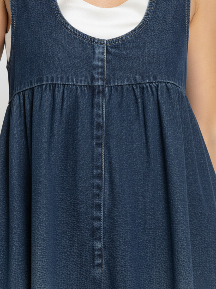 Karen | Rochie Maxi din Denim cu Aspect Vintage și Textură Moale din Bumbac