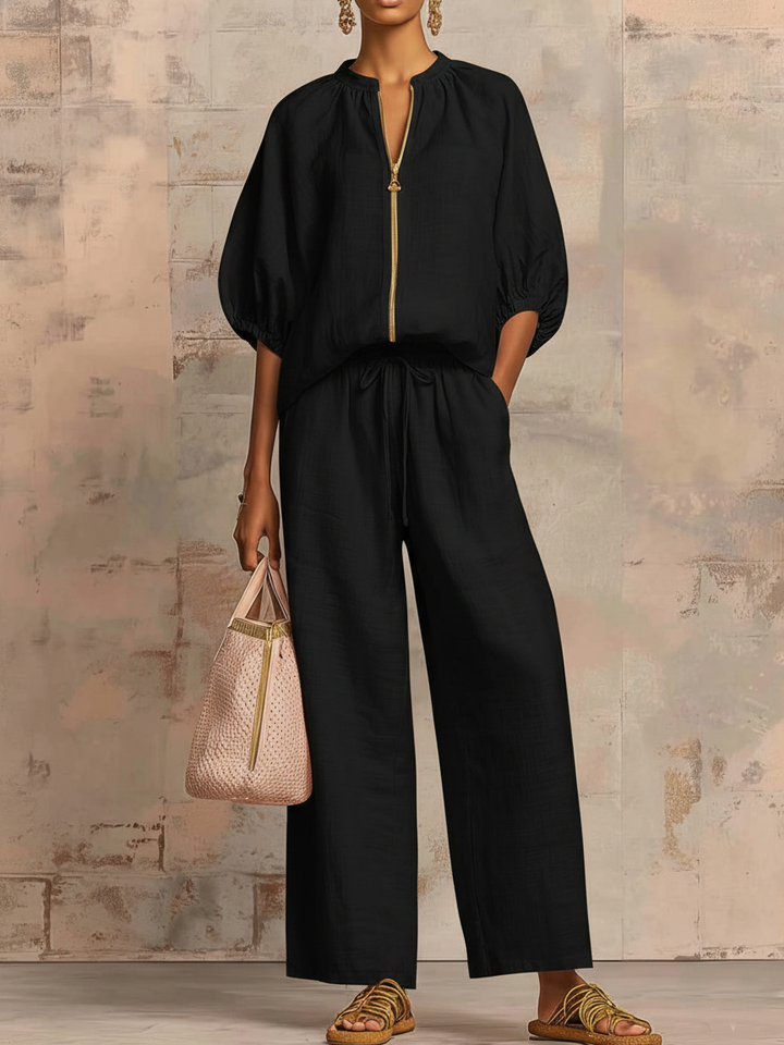 Enrichetta™ – Compleu Casual Chic cu Bluză și Pantaloni