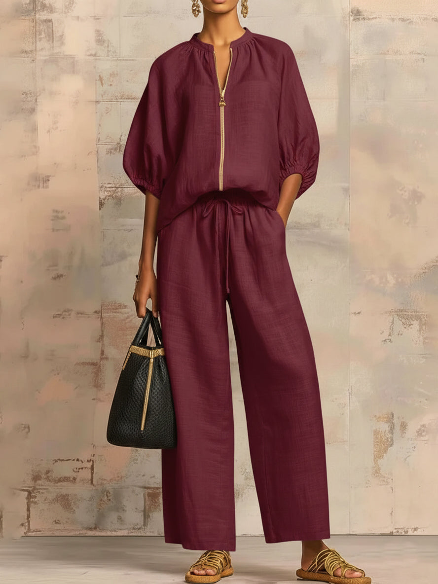 Enrichetta™ – Compleu Casual Chic cu Bluză și Pantaloni