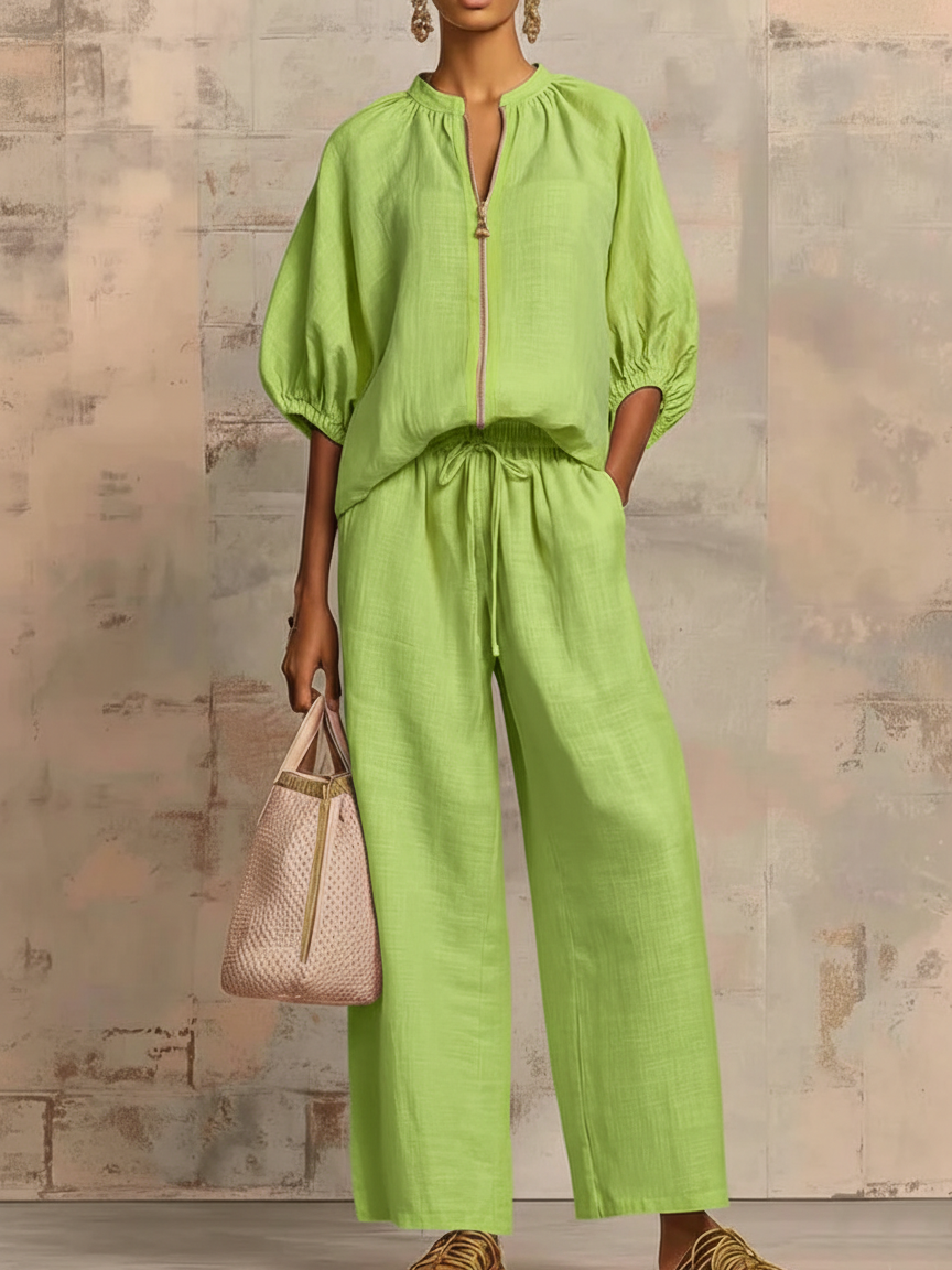 Enrichetta™ – Compleu Casual Chic cu Bluză și Pantaloni