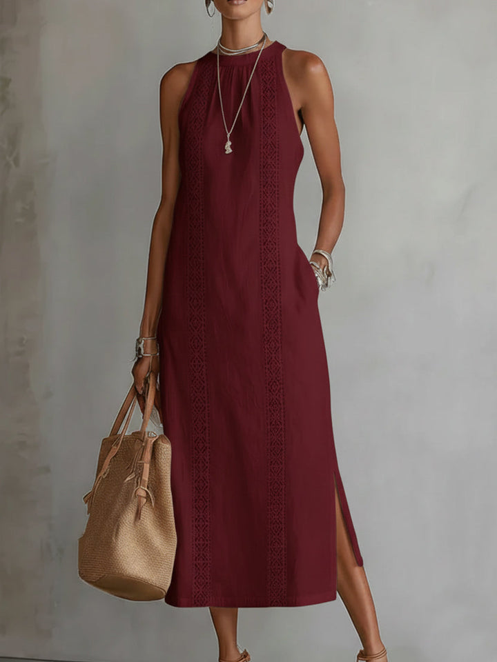 Ruth | Rochie Maxi în Stil Lin cu Guler Mao